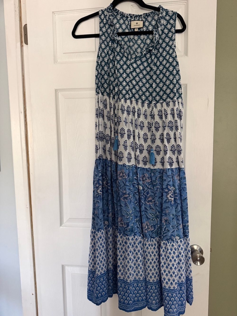 Tuckernuck Blue and White Tiered Maxi Dress